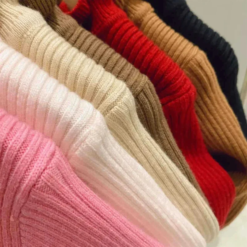 Kinder Rippstrick-Pullover mit Rollkragen Baumwolle warm Kleinkin