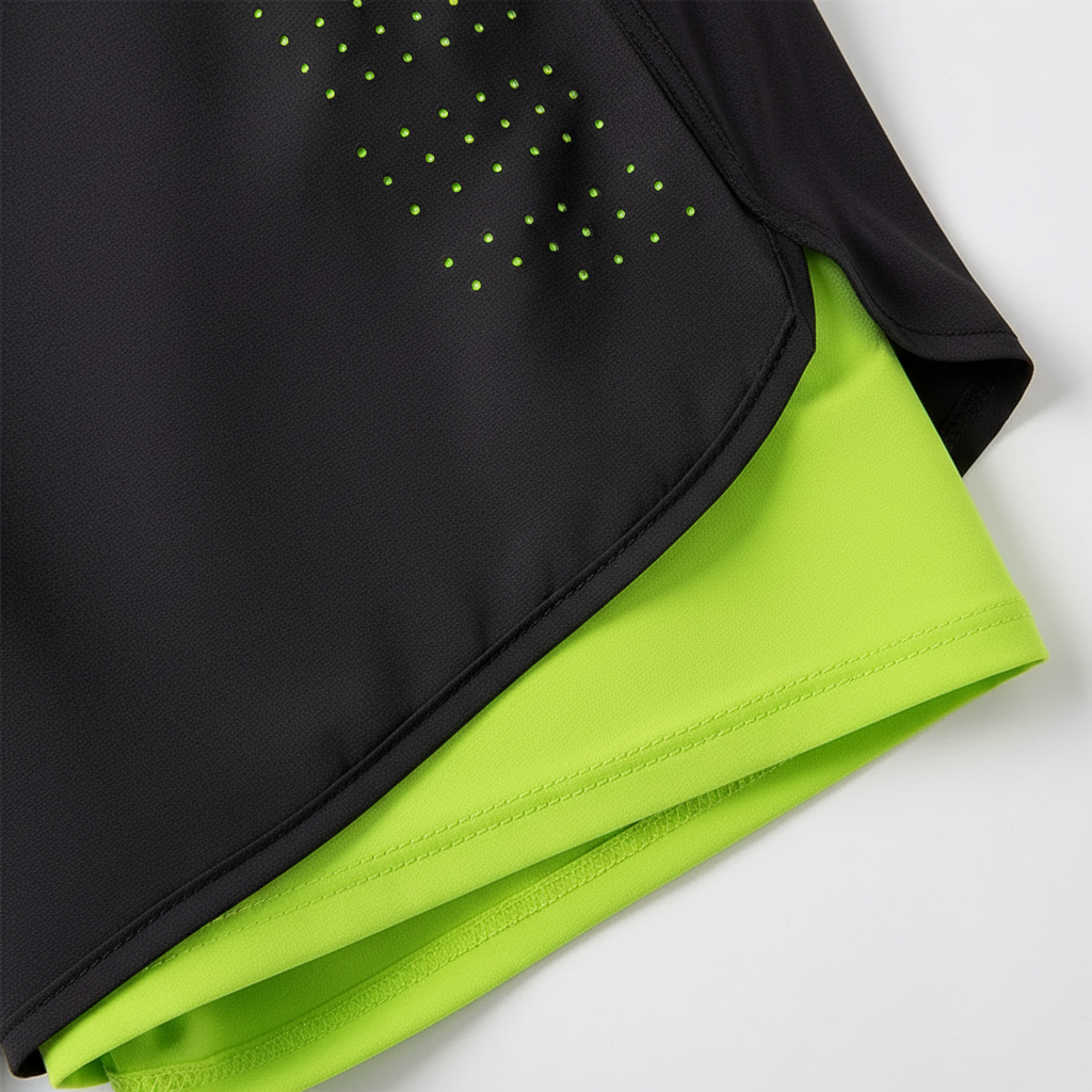 Zweilagige Herren Laufshorts schnelltrocknend mit Reissverschlusstasche und Reflektoren