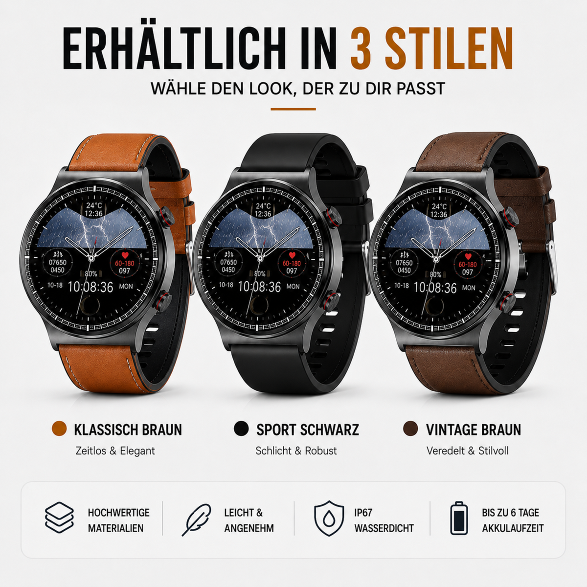 Camp Basel | Round HD Touchscreen Smartwatch für Männer
