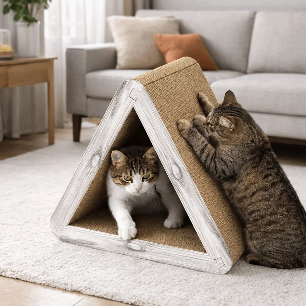 Dreieckiger faltbarer Kratzbaum aus Wellpappe für Katzen