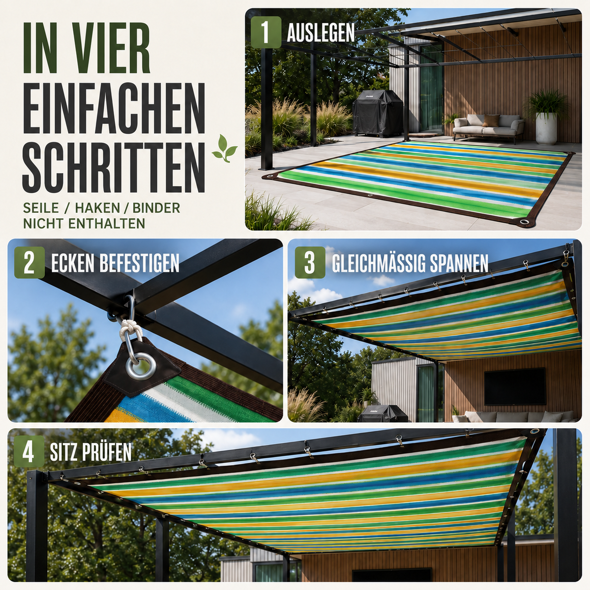 Camp Basel | ShadeLoom Gestreiftes Outdoor-Sonnenschutznetz