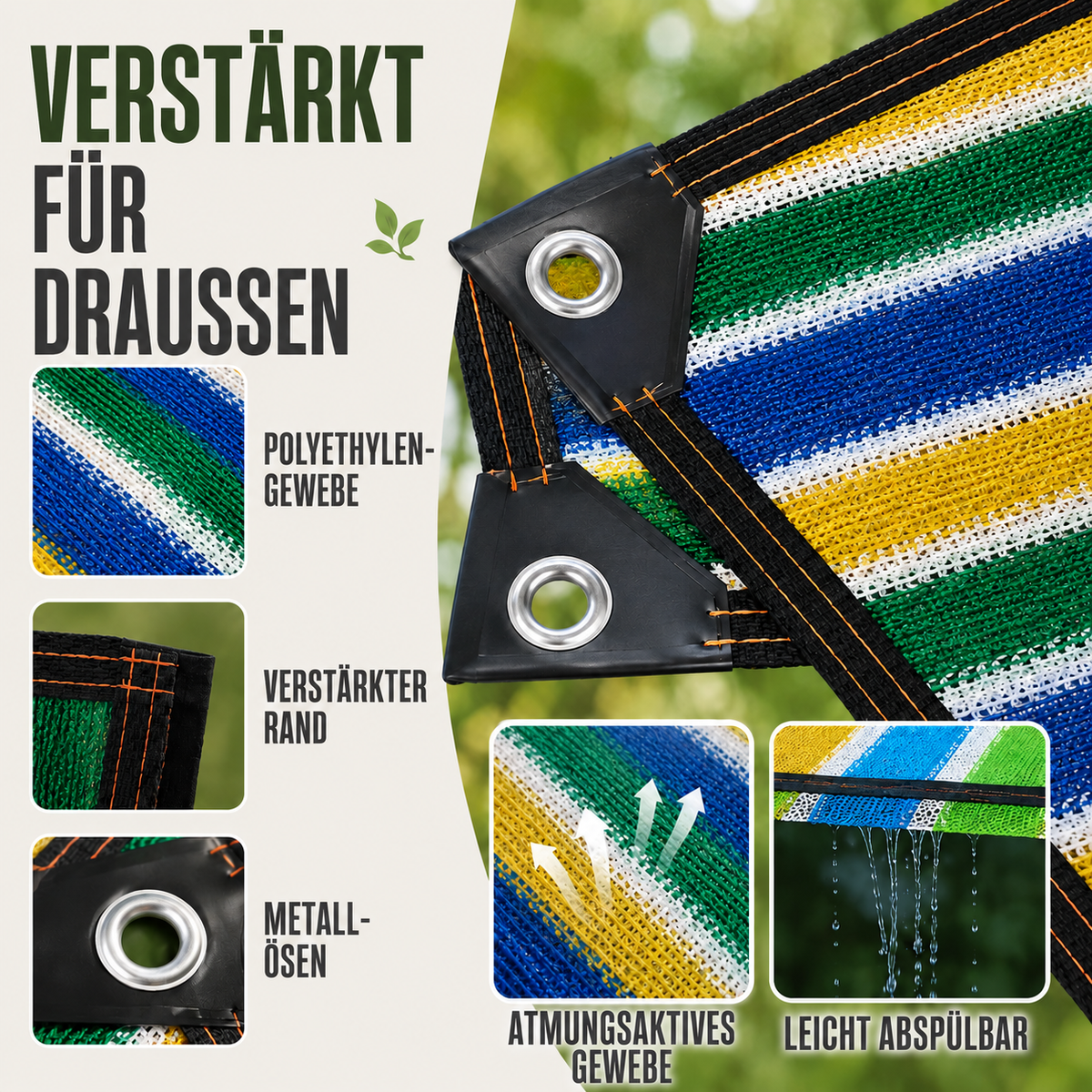 Camp Basel | ShadeLoom Gestreiftes Outdoor-Sonnenschutznetz