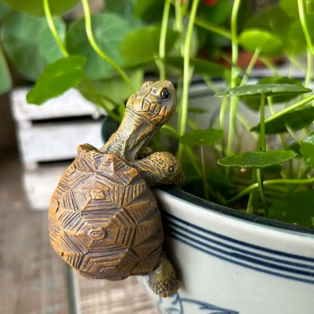 Miniatur-Schildkröten-Figur Topfrandklammer naturgetreue Dekoration