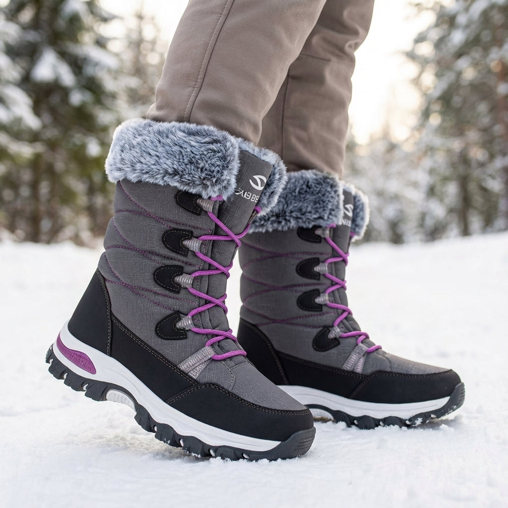 Kniehoher Winterstiefel mit rutschfester Sohle und Plüschfütterung