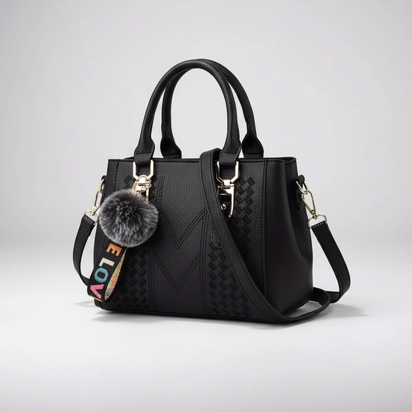 Satchel-Tasche PU-Leder Soft-Grain mit abnehmbarem Crossbody-Gurt