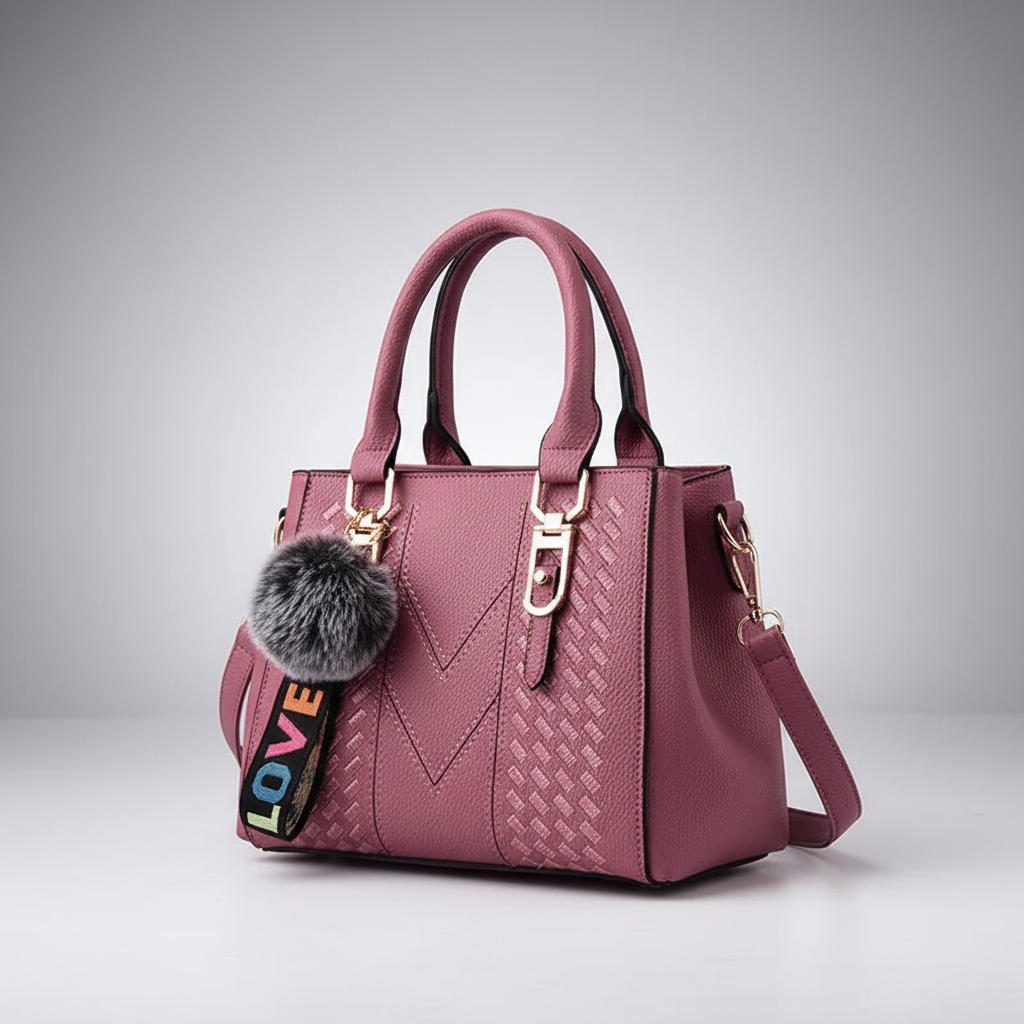 Satchel-Tasche PU-Leder Soft-Grain mit abnehmbarem Crossbody-Gurt