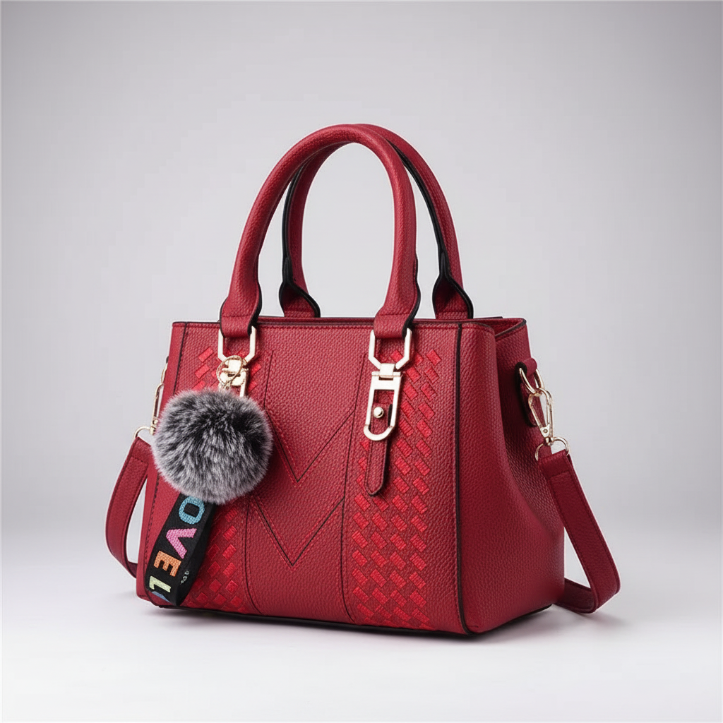 Satchel-Tasche PU-Leder Soft-Grain mit abnehmbarem Crossbody-Gurt