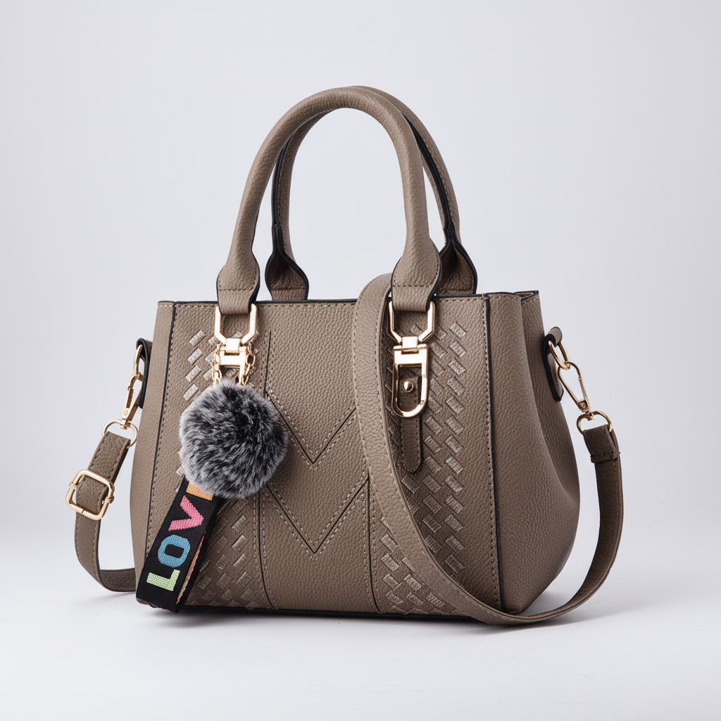 Satchel-Tasche PU-Leder Soft-Grain mit abnehmbarem Crossbody-Gurt