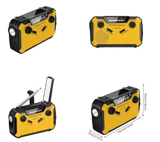 Tragbares Notfallradio mit Kurbel-Solarladung und Taschenlampe