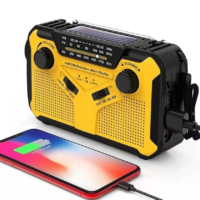 Tragbares Notfallradio mit Kurbel-Solarladung und Taschenlampe