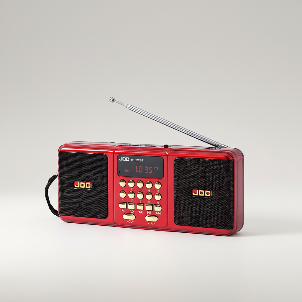 Tragbarer aufladbarer Radioempfänger mit Doppel-Lautsprecher und Bluetooth-Streaming