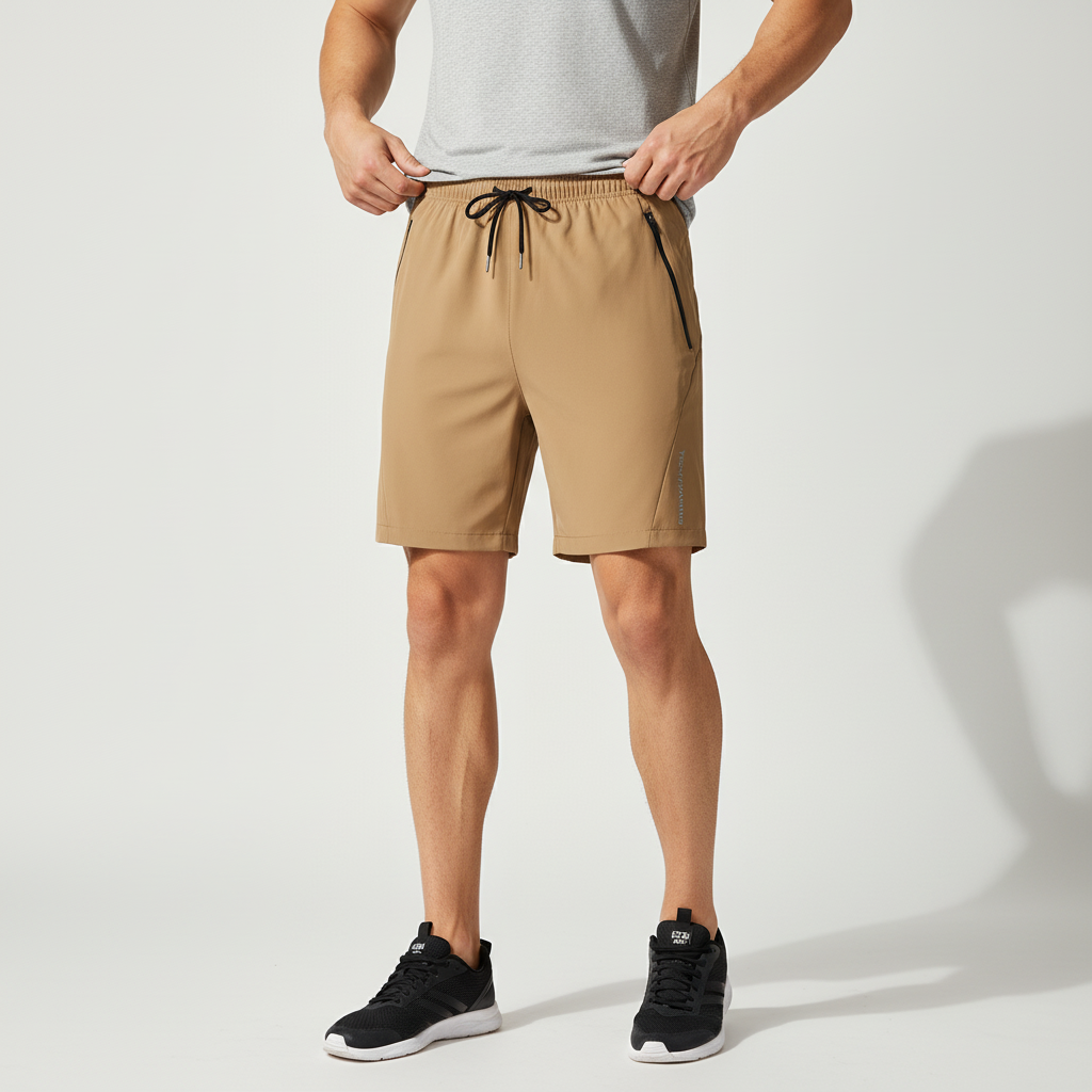 Herren Sportshorts schnelltrocknend atmungsaktiv mit Reissverschlusstaschen