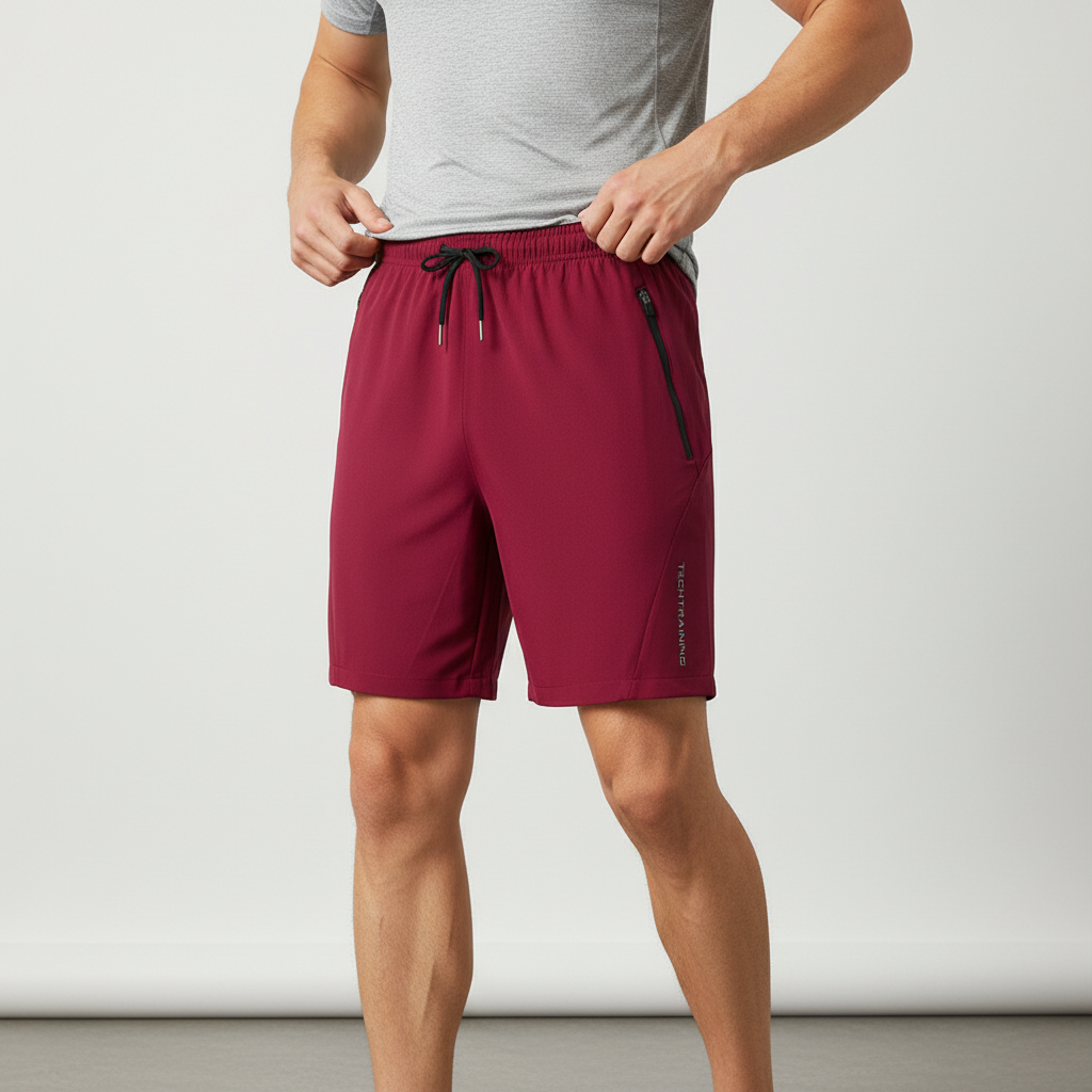 Herren Sportshorts schnelltrocknend atmungsaktiv mit Reissverschlusstaschen