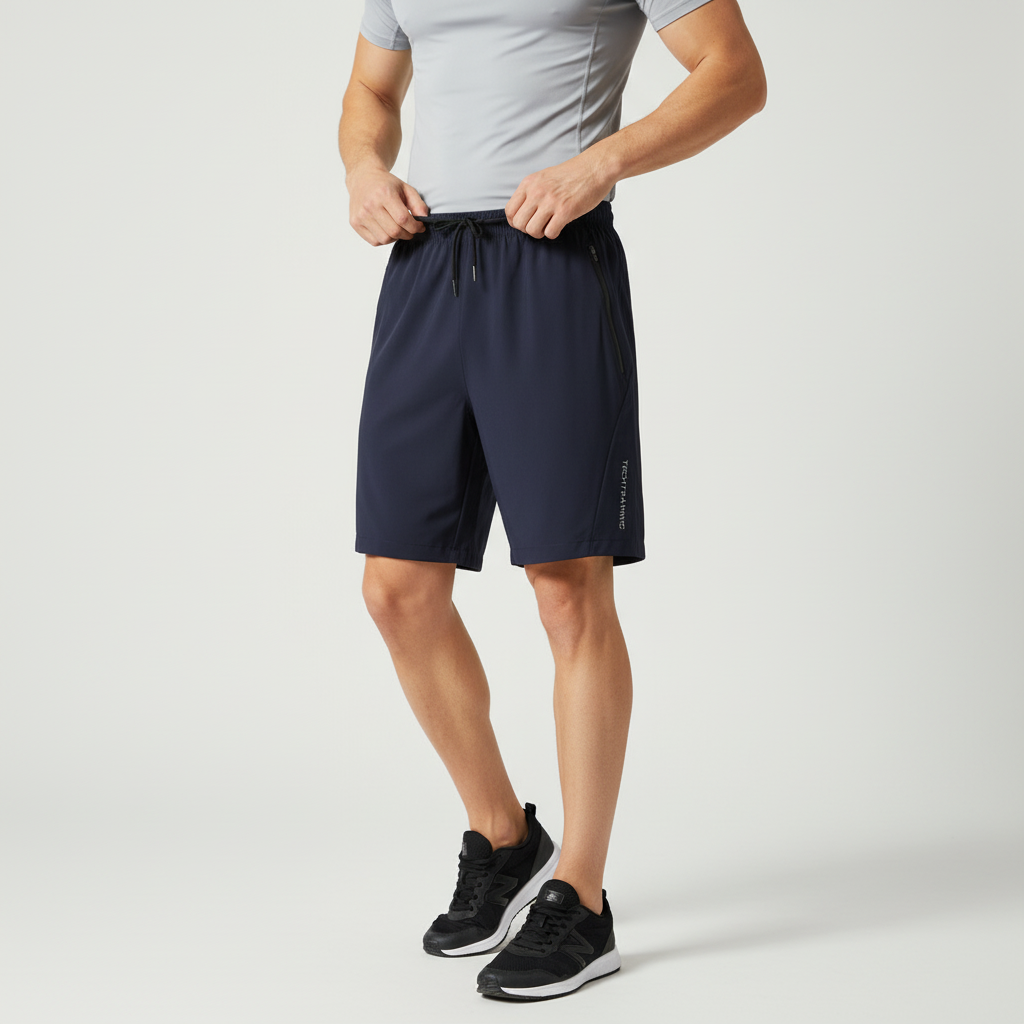 Herren Sportshorts schnelltrocknend atmungsaktiv mit Reissverschlusstaschen