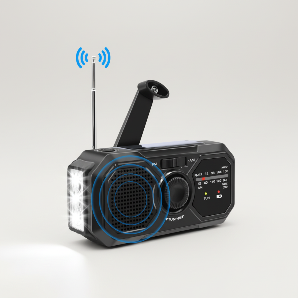 Notfall-Kurbelradio mit Solarpanel, Taschenlampe und SOS-Funktion