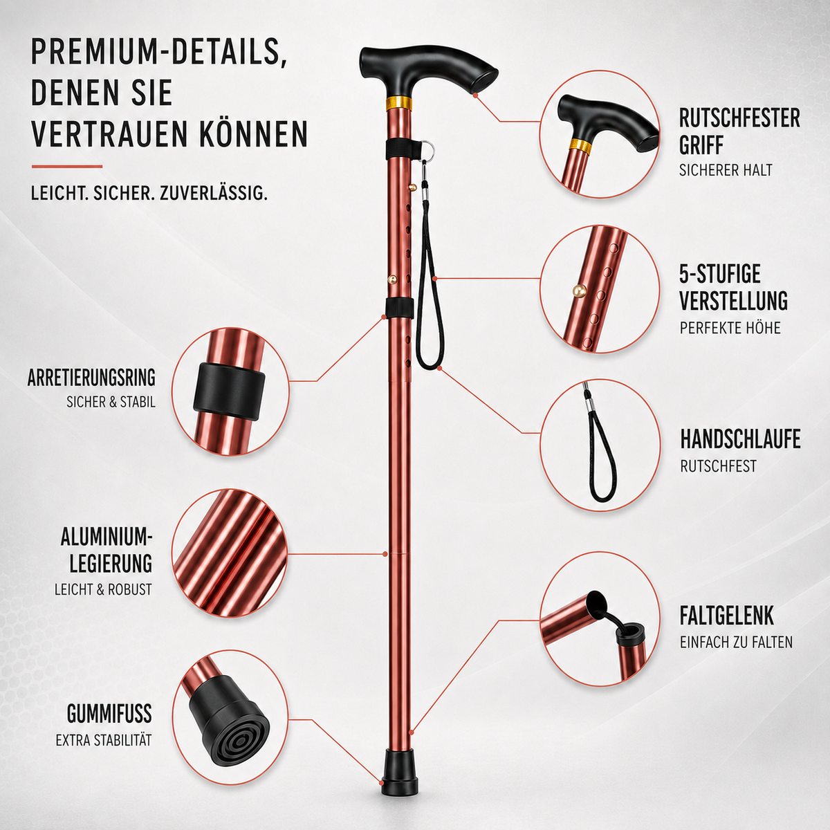 Camp Basel | StrideFold Teleskop-Gehstock faltbar