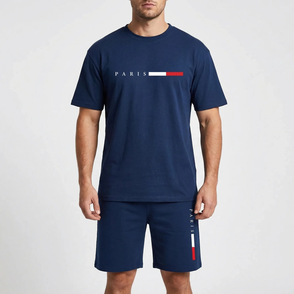 Herren-Trainingsanzug Mesh atmungsaktiv leicht Kurzarm Rundhals