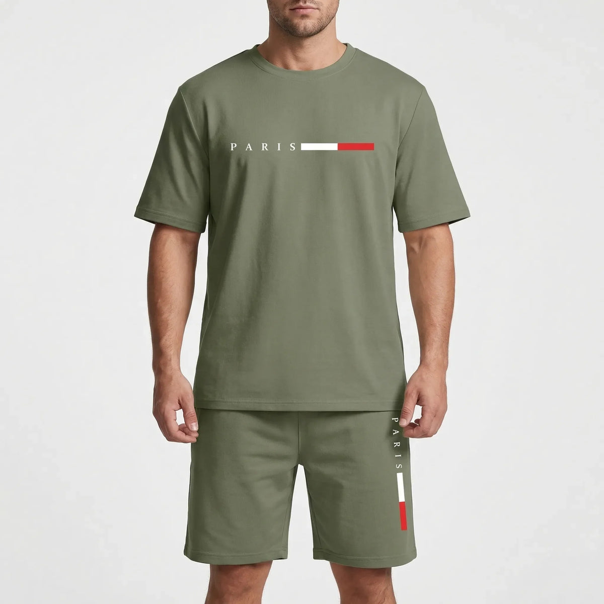 Herren-Trainingsanzug Mesh atmungsaktiv leicht Kurzarm Rundhals
