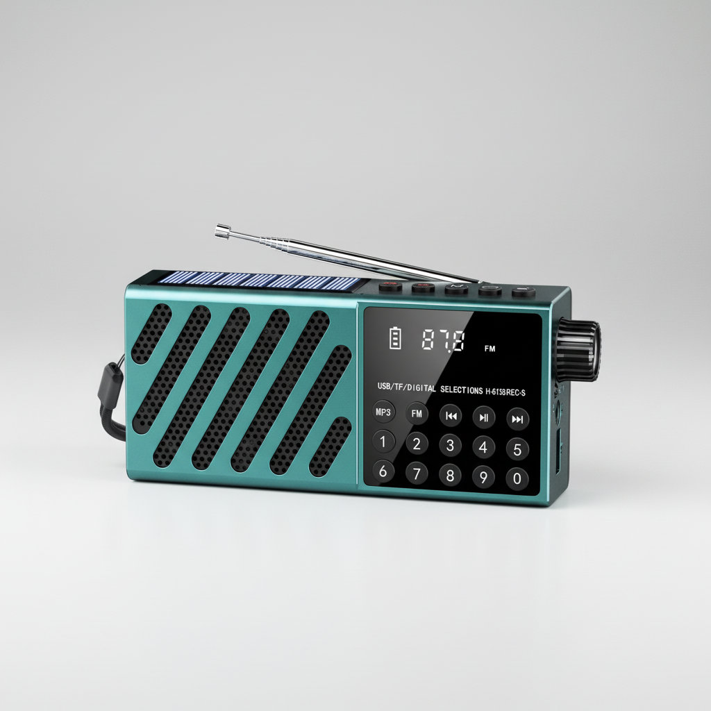 Tragbares Solar-Radio FM Bluetooth wiederaufladbar kompakt