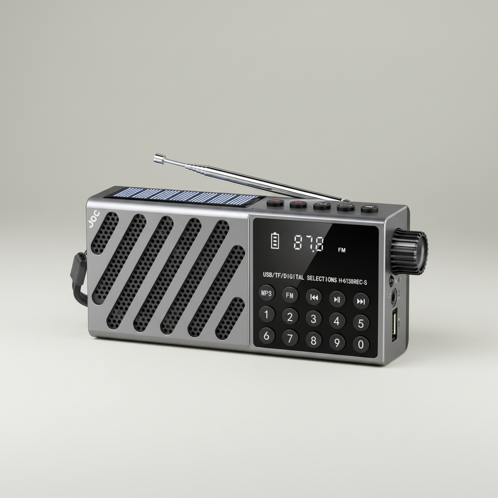 Tragbares Solar-Radio FM Bluetooth wiederaufladbar kompakt