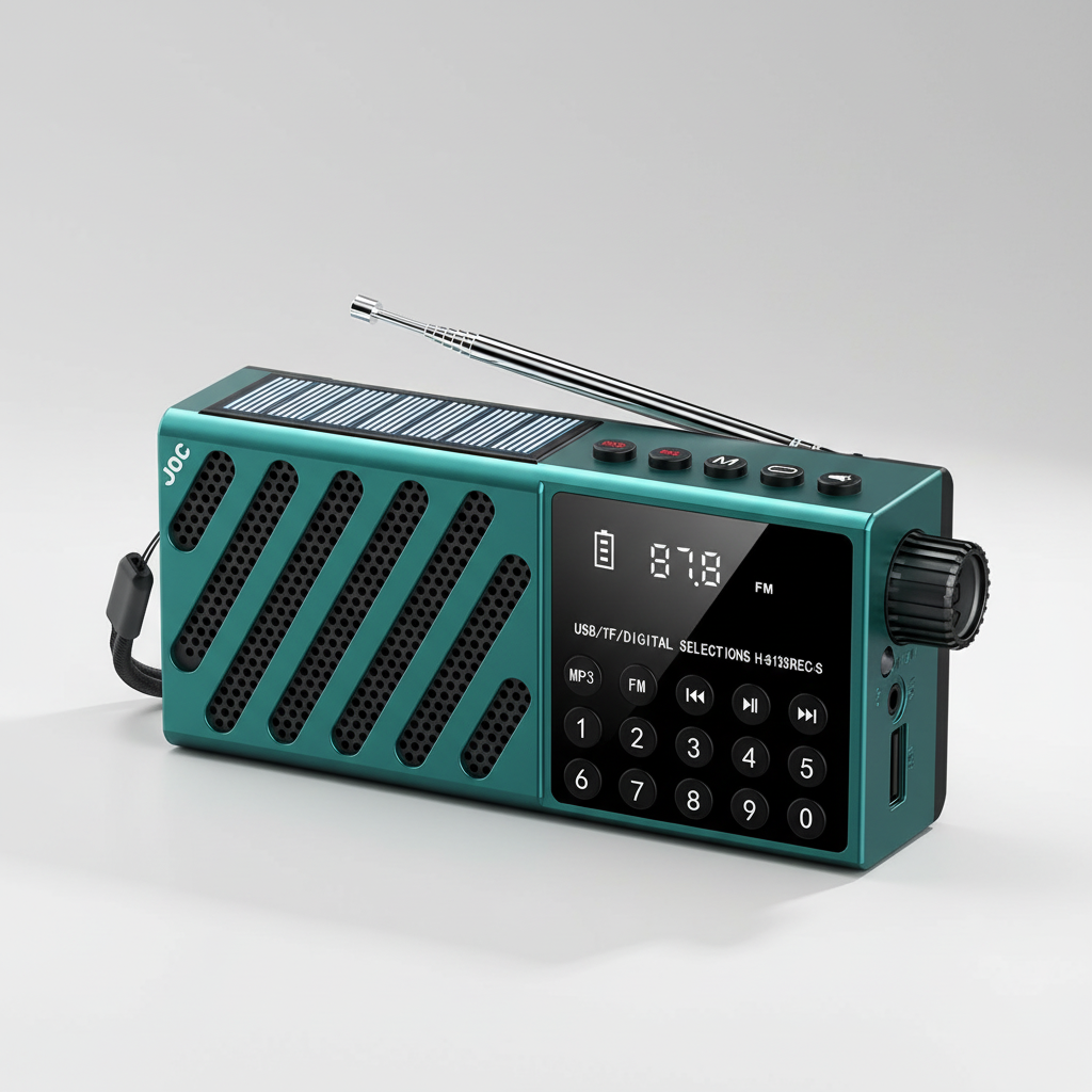 Tragbares Solar-Radio FM Bluetooth wiederaufladbar kompakt