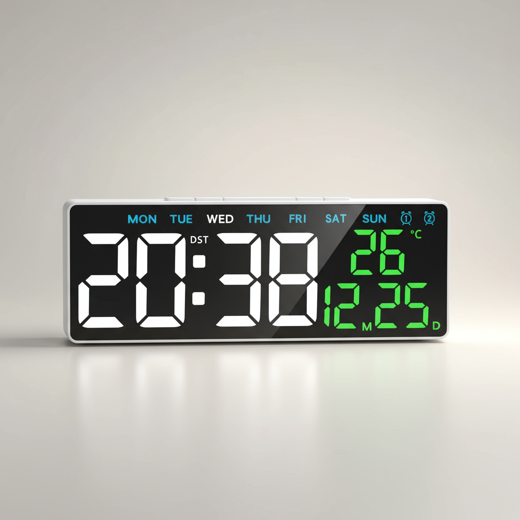 Digitaler LED-Wecker mit großem Display, Temperaturanzeige und Nachtmodus