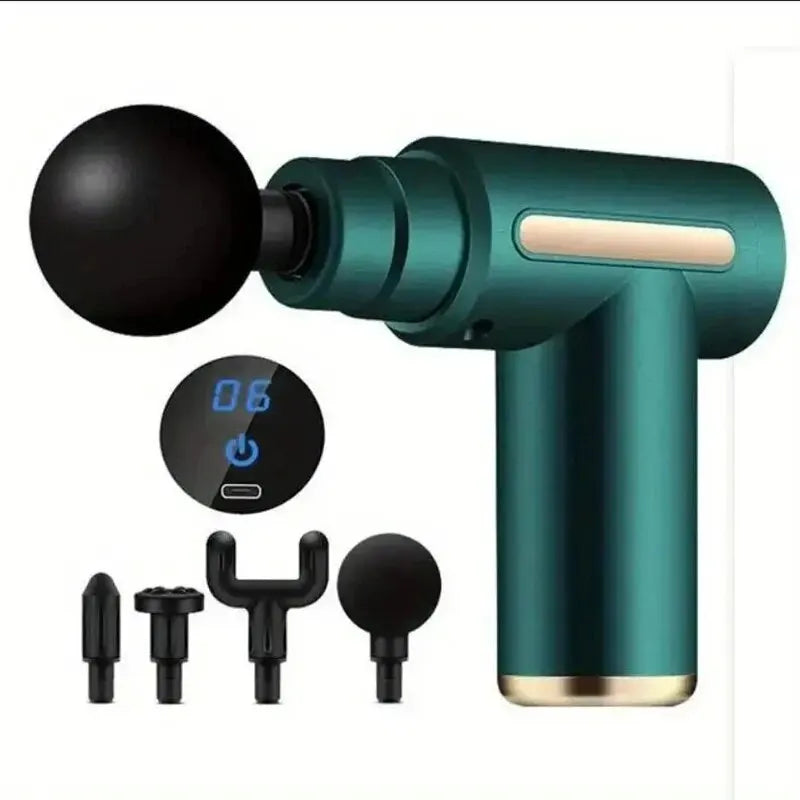 Tragbarer Percussion-Massager mit austauschbaren Massageköpfen für Tiefenmassage