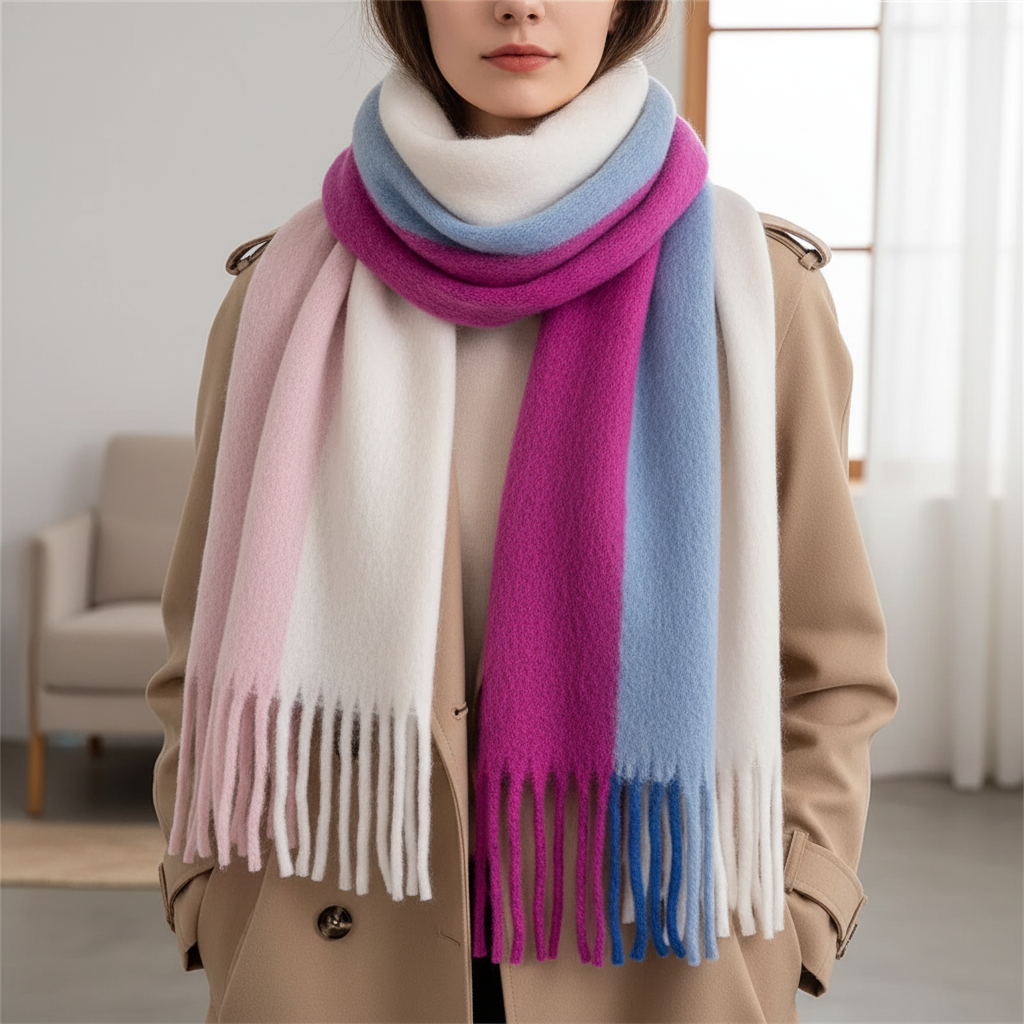 Winterschal übergroß flauschig Strickumhang weich