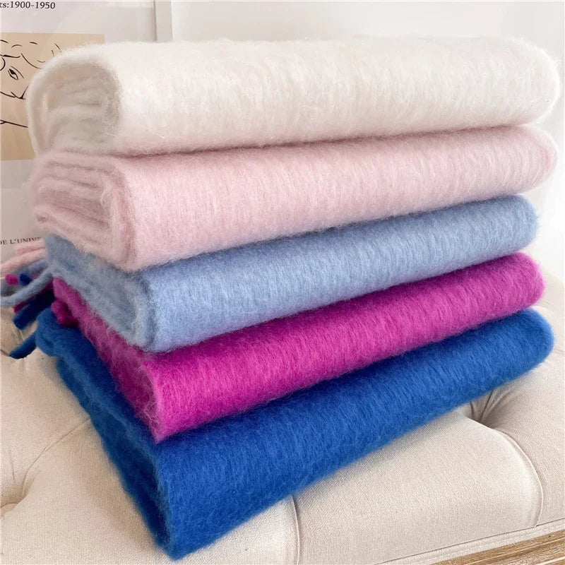 Winterschal übergroß flauschig Strickumhang weich