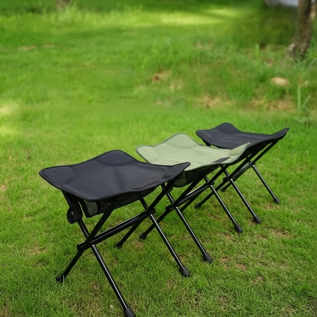Ultraleichter Campingklappstuhl kompakt zusammengefaltet tragbar