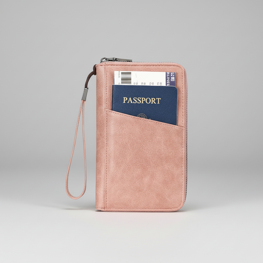 Reisepass-Geldbörse RFID-Schutz Organizer Handschlaufe Mikrofaser