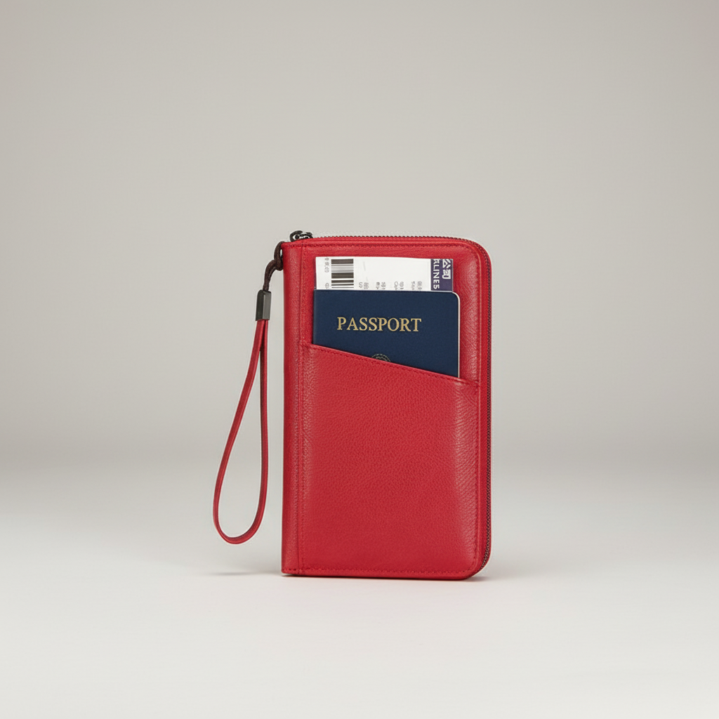 Reisepass-Geldbörse RFID-Schutz Organizer Handschlaufe Mikrofaser