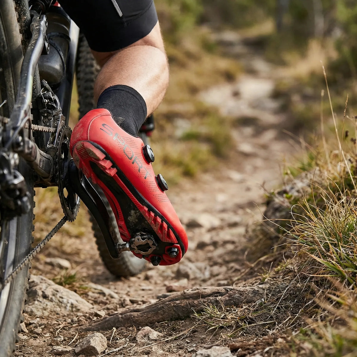 MTB-Rennschuh mit dualen Drehverschlüssen und SPD-Stollen