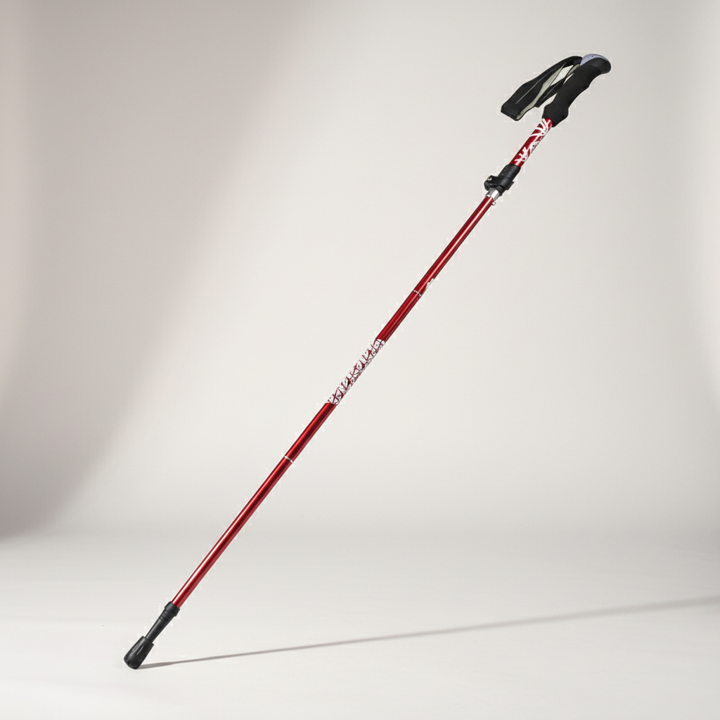 Wanderstock fünfteilig Faltstock Aluminium mit Schaumstoffgriff