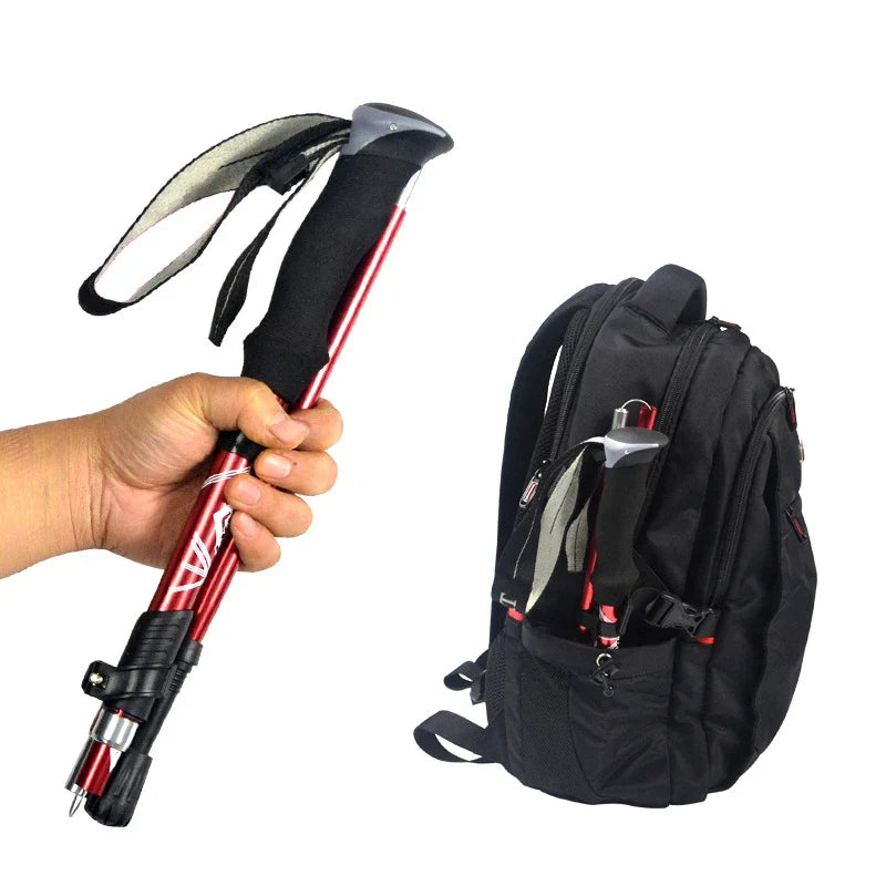Wanderstock fünfteilig Faltstock Aluminium mit Schaumstoffgriff