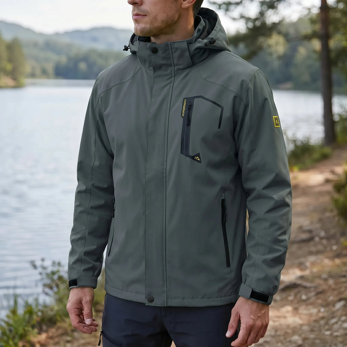 Leichte Wanderjacke mit Kapuze wasserabweisend Mesh-Futter