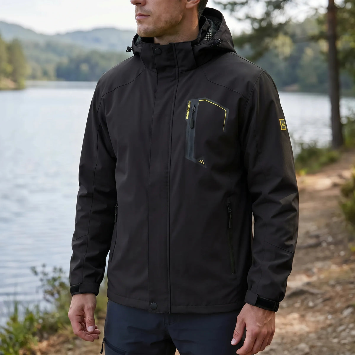 Leichte Wanderjacke mit Kapuze wasserabweisend Mesh-Futter