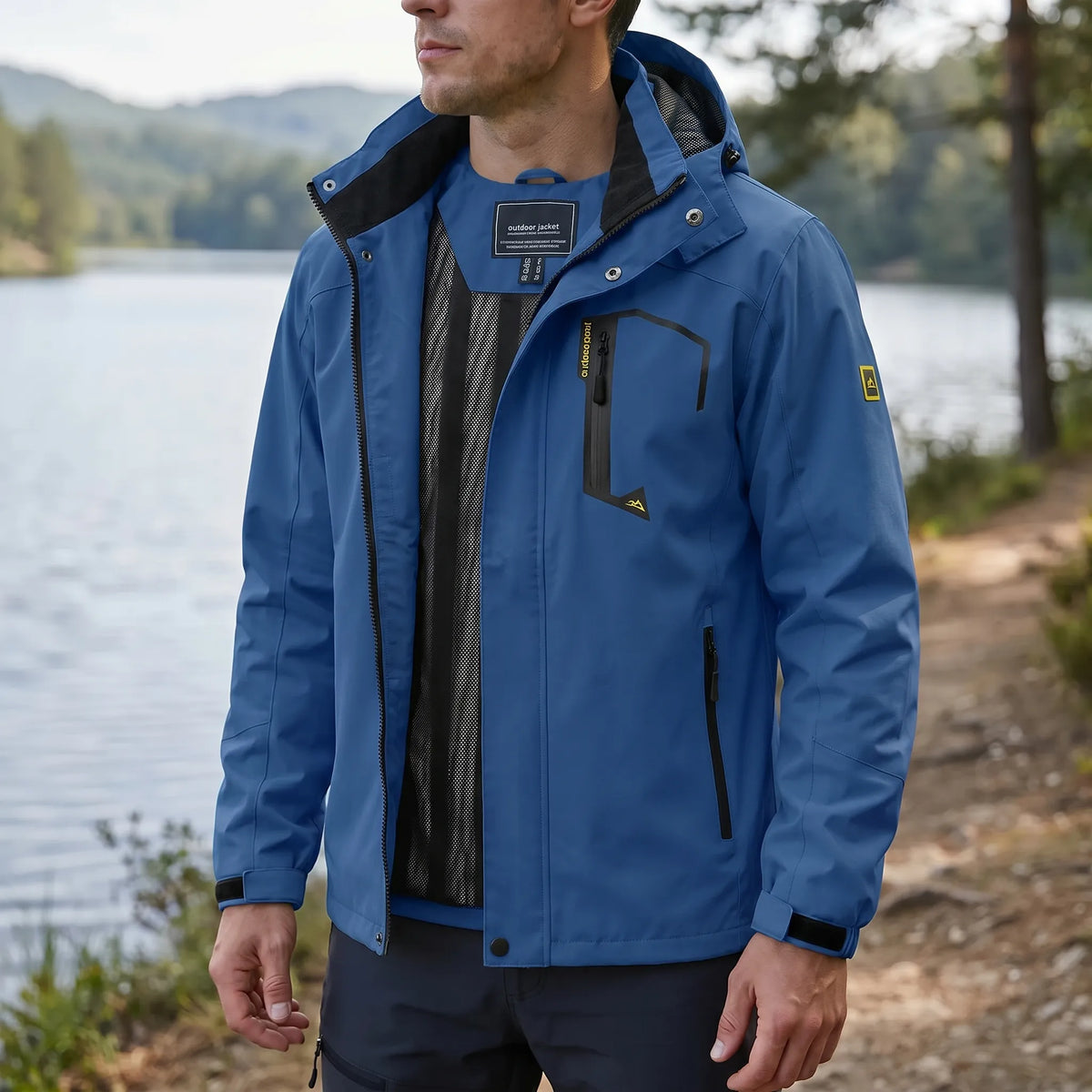 Leichte Wanderjacke mit Kapuze wasserabweisend Mesh-Futter