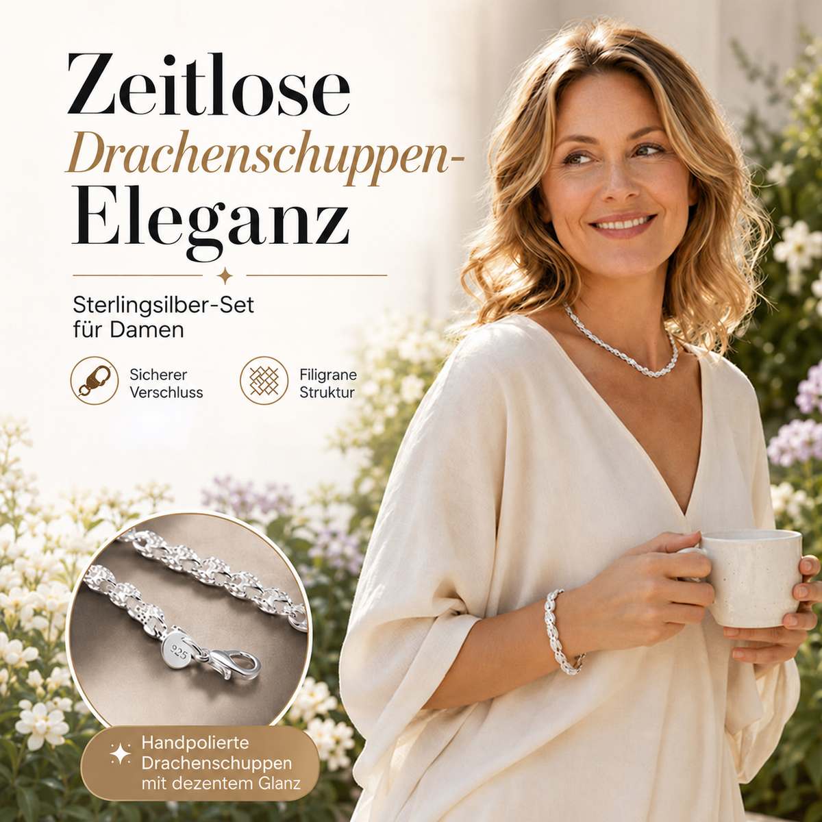 Camp Basel | Trendiges Drachenschuppen-Ketten-Armband & Halskette