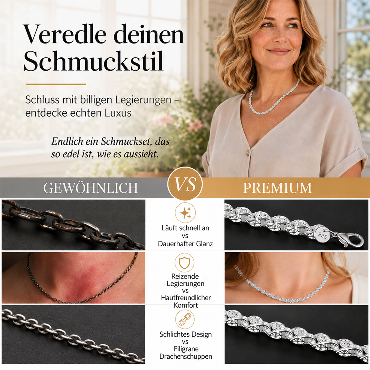 Camp Basel | Trendiges Drachenschuppen-Ketten-Armband & Halskette