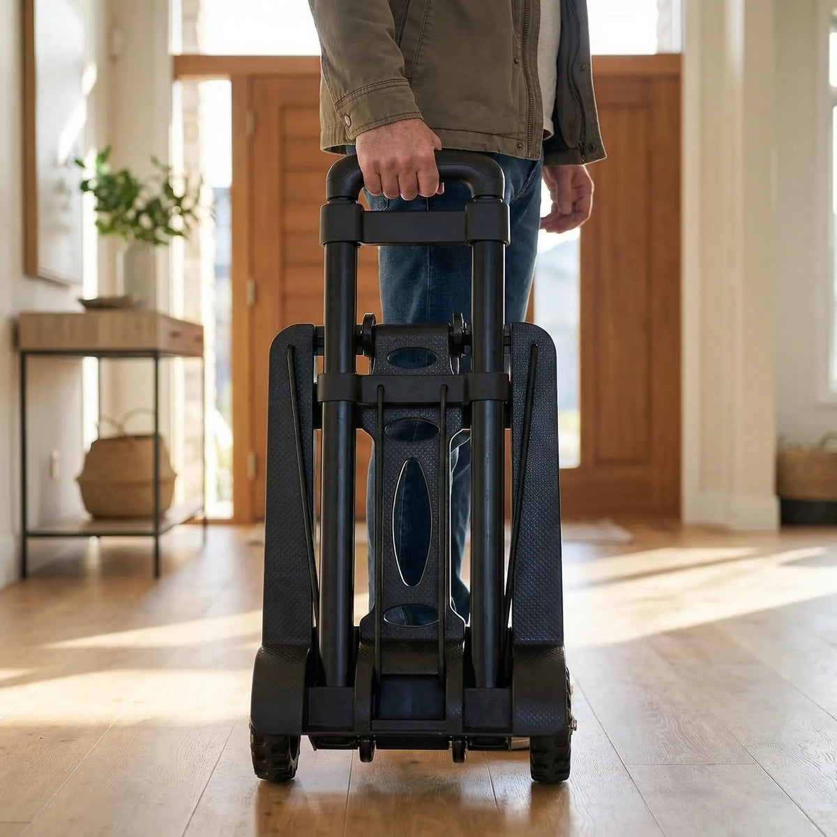 Klappbarer Handwagen mit Teleskopgriff und 45 kg Tragfähigkeit
