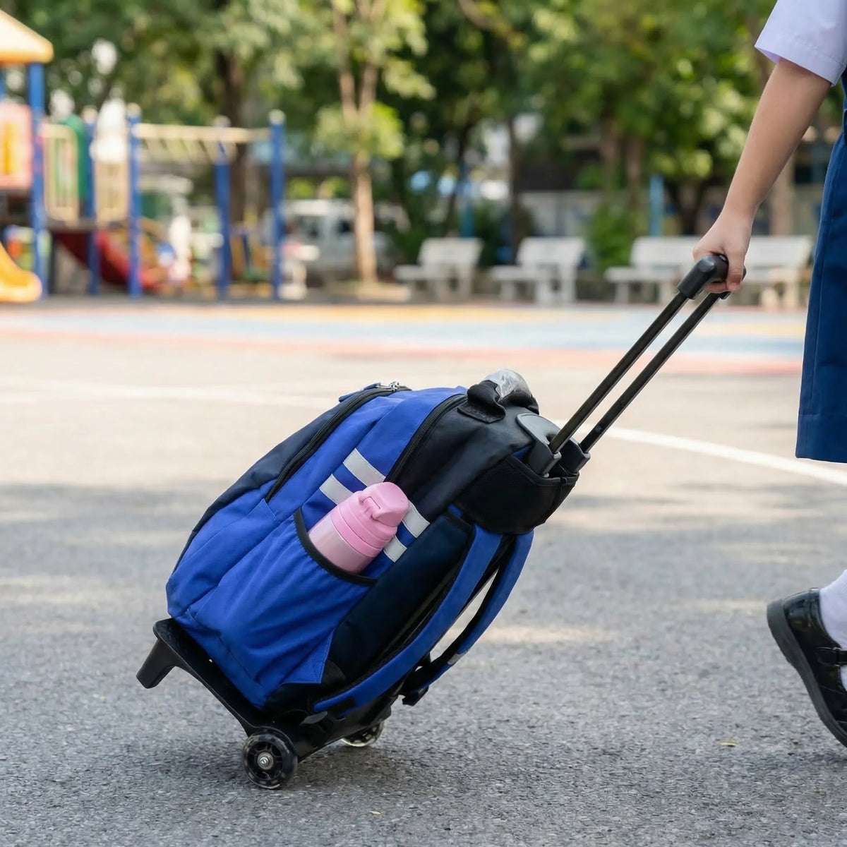 Zusammenklappbarer Rucksack-Trolley mit Teleskopgriff und Rädern