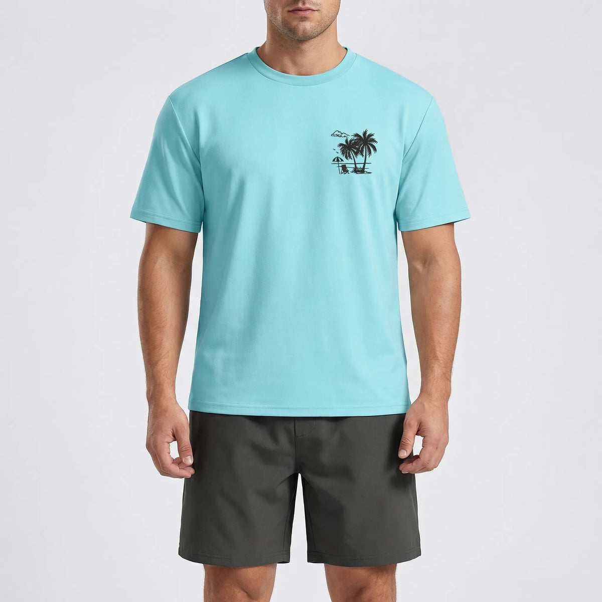 Herren Hawaii-Print Kurzarm-Shirt und Shorts Set für den Sommer