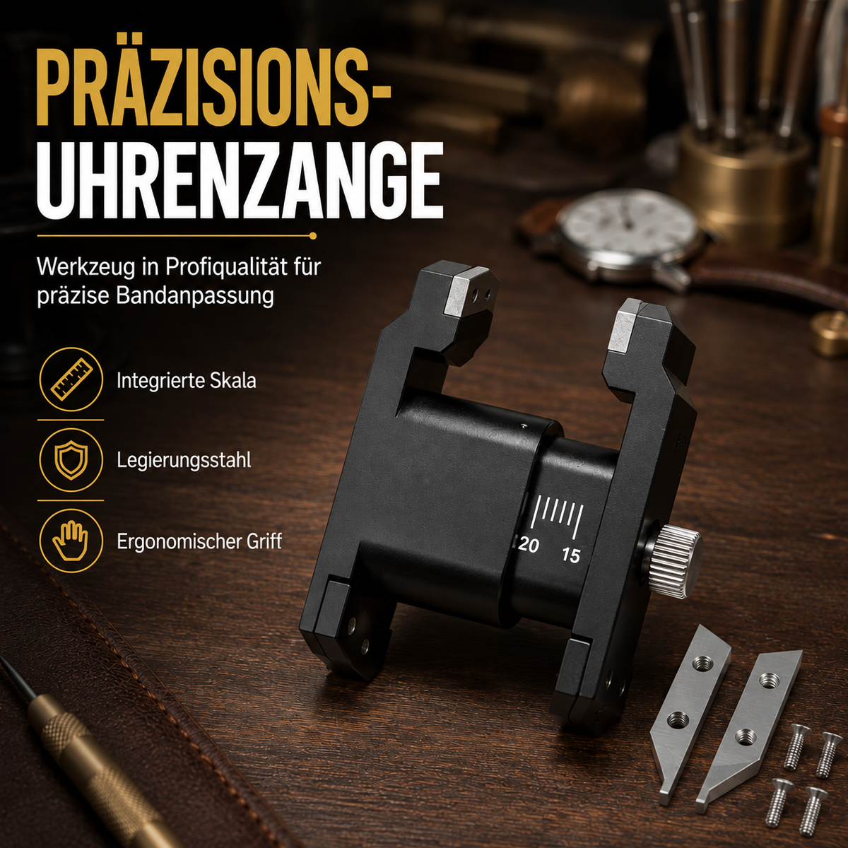 Camp Basel | Uhrenreparaturwerkzeug V-förmige Federstegzange und Pinzetten-Set zur Armbandentfernung