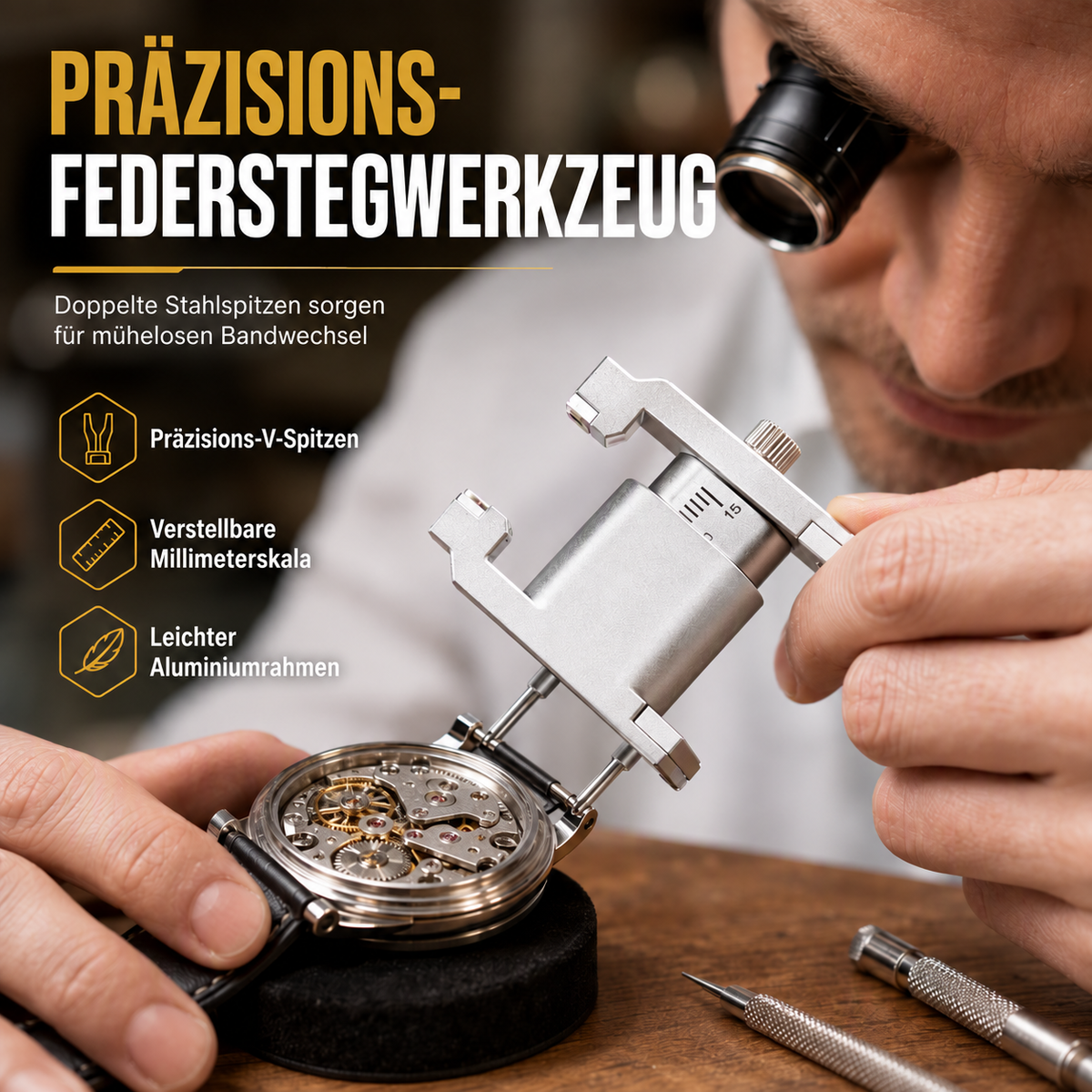Camp Basel | Uhrenreparaturwerkzeug V-förmige Federstegzange und Pinzetten-Set zur Armbandentfernung