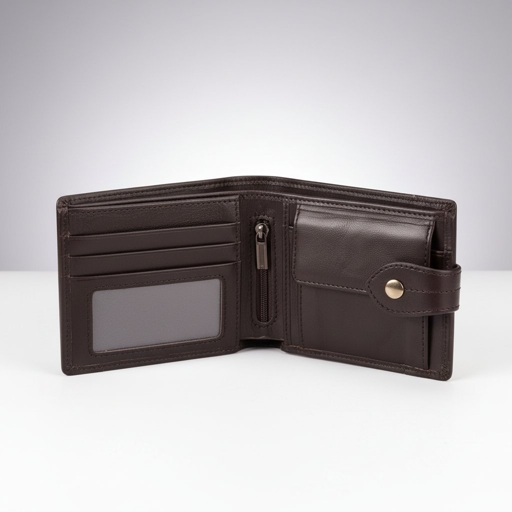 Dreifach-Herrenbrieftasche Dreifach-Layout Kartensteckplätze Münzfach