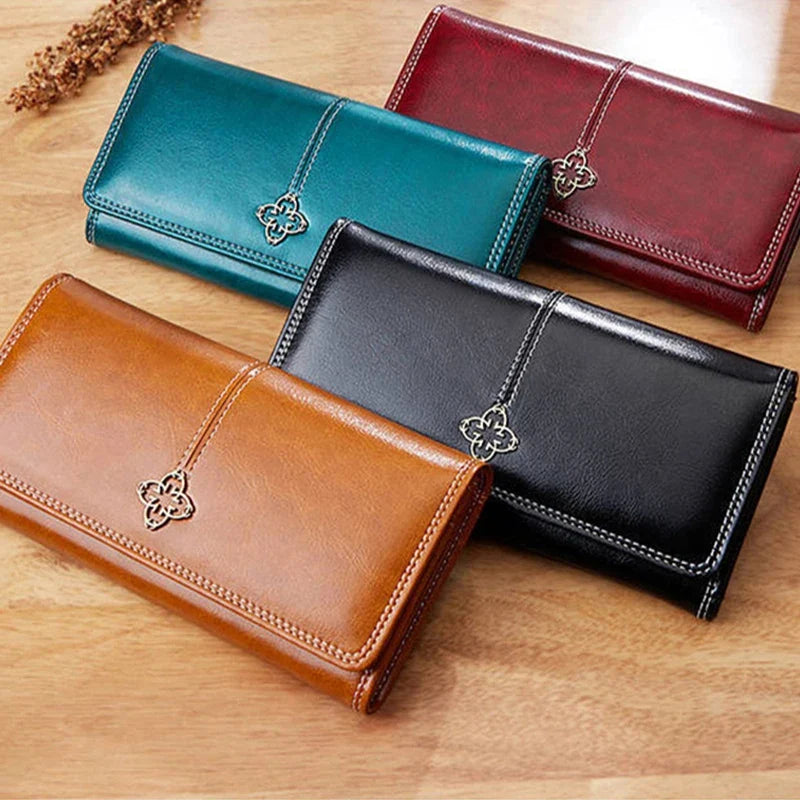 Lange Damenbrieftasche mit Kartenfächern und Münzfach