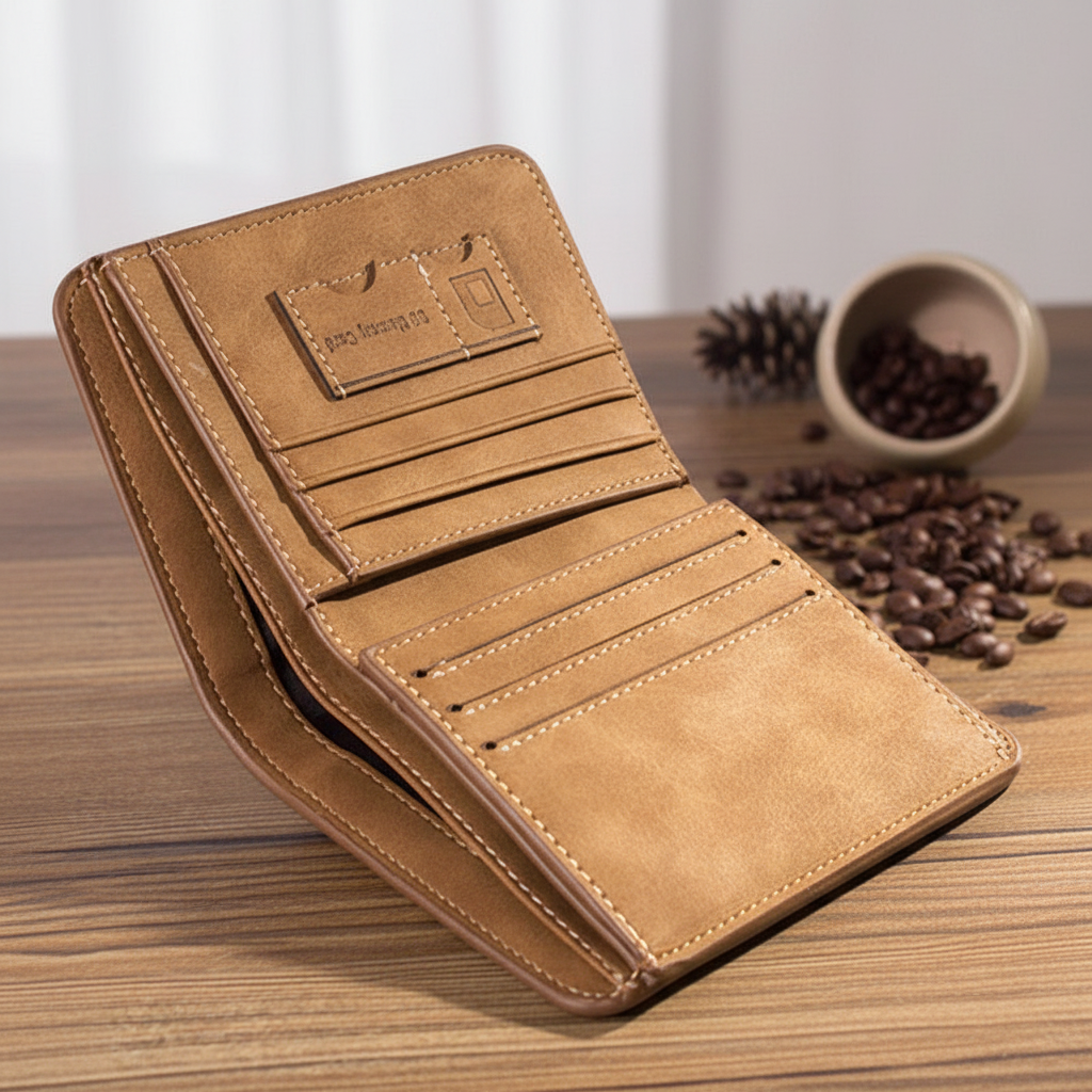 Kompakte Vintage Brieftasche mit Kartenfächern und Fototasche