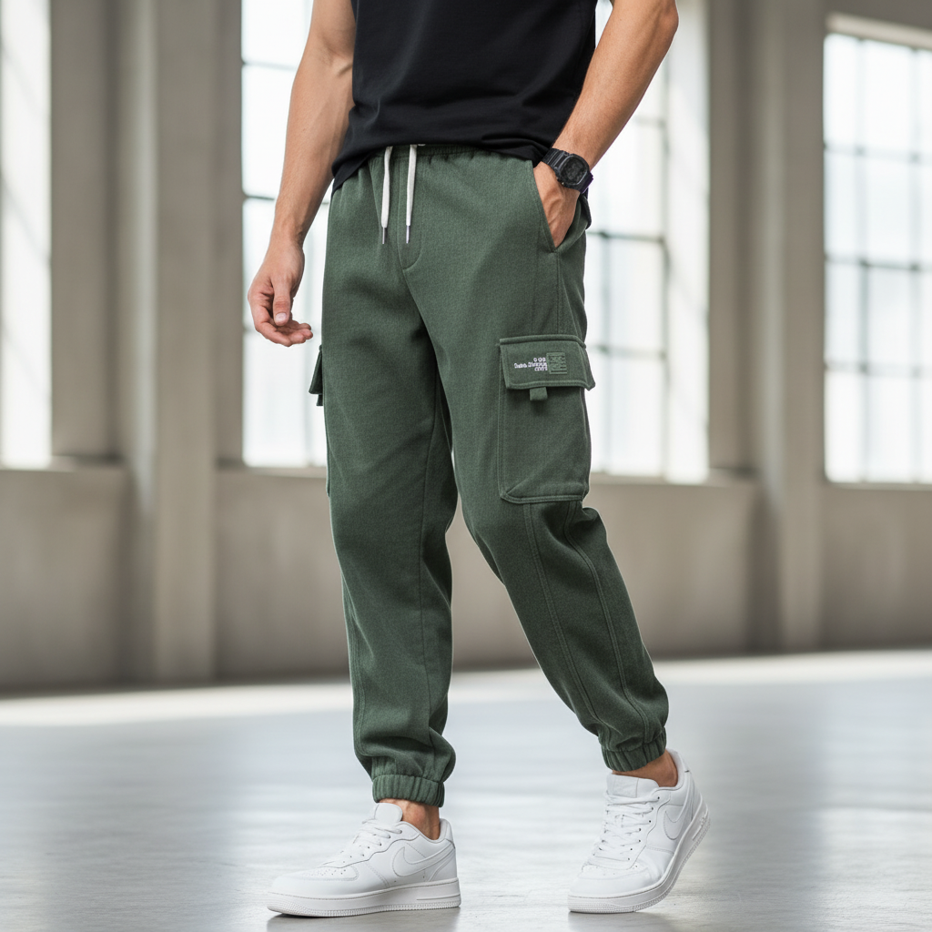 Herren-Cargo-Jogging-Hosen elastische Taille entspannter Schnitt