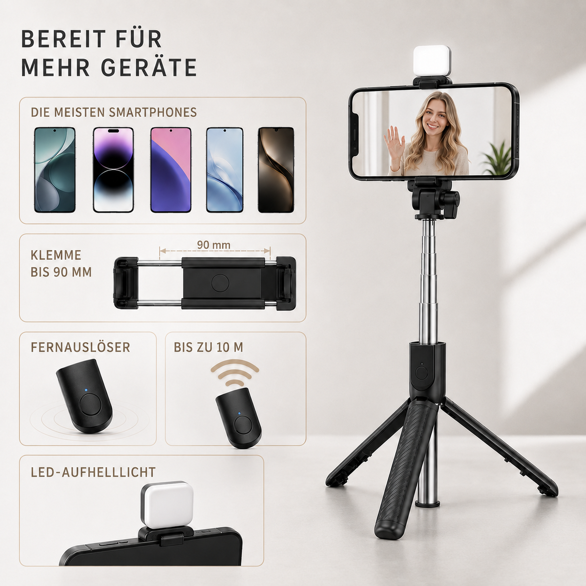 Camp Basel | VeloGrip Ausziehbarer Selfie-Stick Stativ
